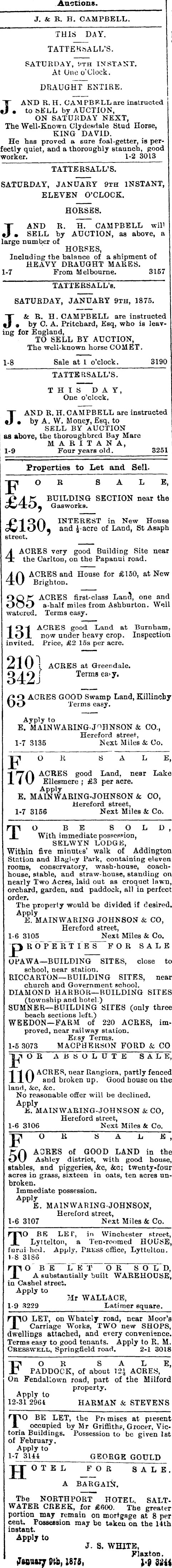 Papers Past Newspapers Press 9 January 1875 Page 4 Advertisements Column 2