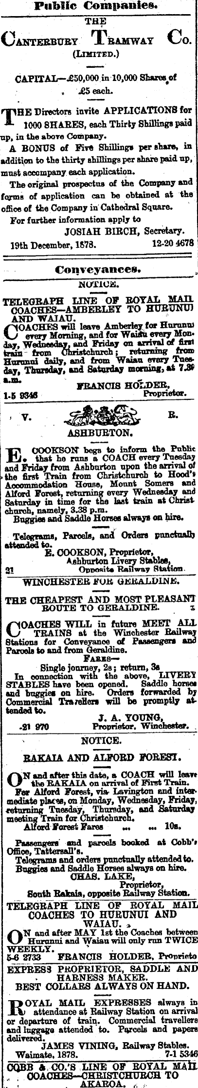 Papers Past Newspapers Press 27 December 1878 Page 4 Advertisements Column 5