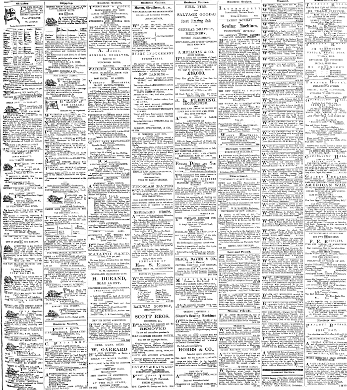 Papers Past Newspapers Press 18 April 1879 Page 1 Advertisements Column 1