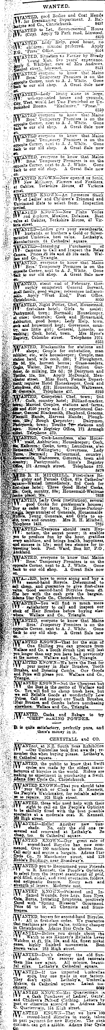 Papers Past Newspapers Press 12 January 1904 Page 3 Advertisements Column 1