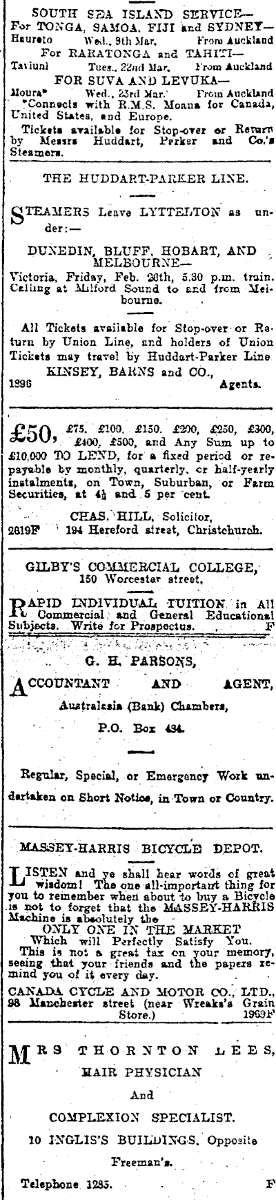 Papers Past Newspapers Press 26 February 1904 Page 1 Advertisements Column 2