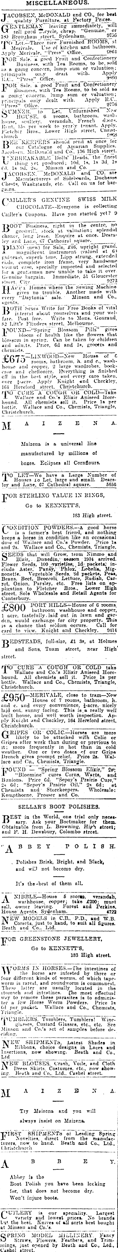 Papers Past Newspapers Press 23 November 1904 Page 10 Advertisements Column 6