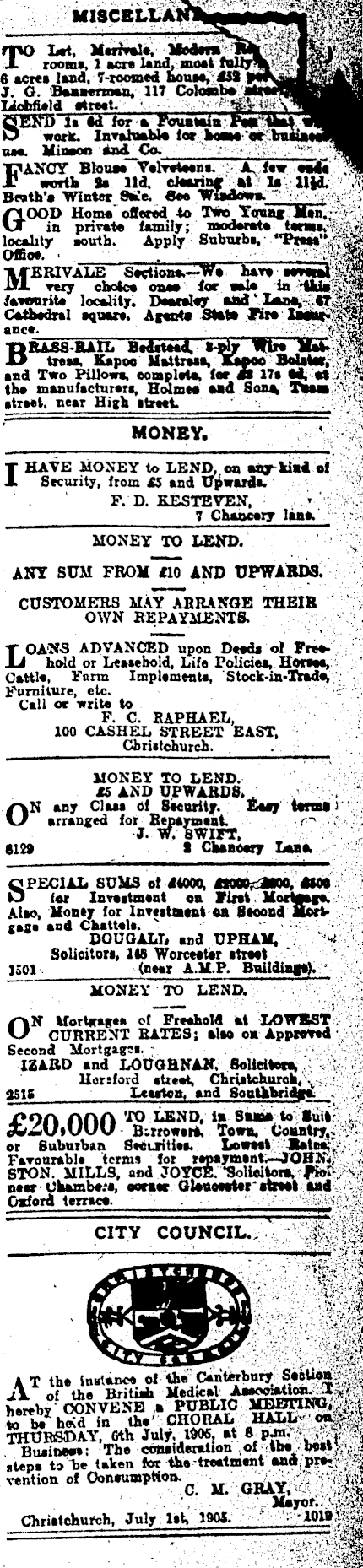 Papers Past Newspapers Press 4 July 1905 Page 9 Advertisements Column 7