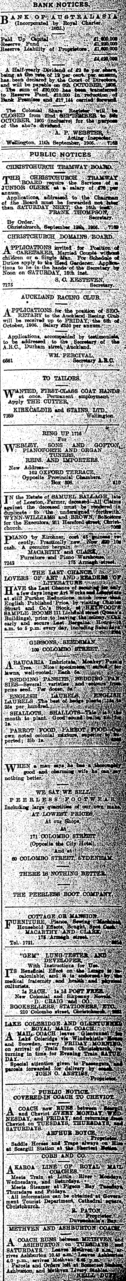 Papers Past Newspapers Press 13 September 1905 Page 9 Advertisements Column 4