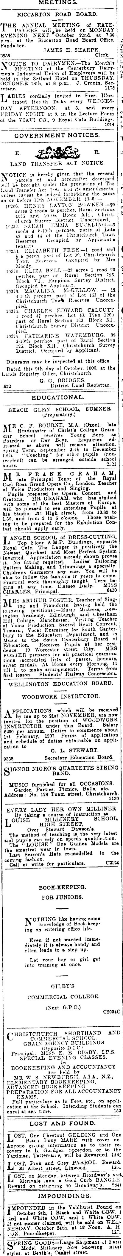 Papers Past Newspapers Press 18 October 1906 Page 11 Advertisements Column 3