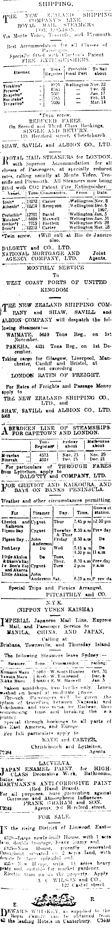 Papers Past Newspapers Press 3 November 1906 Page 1 Advertisements Column 1