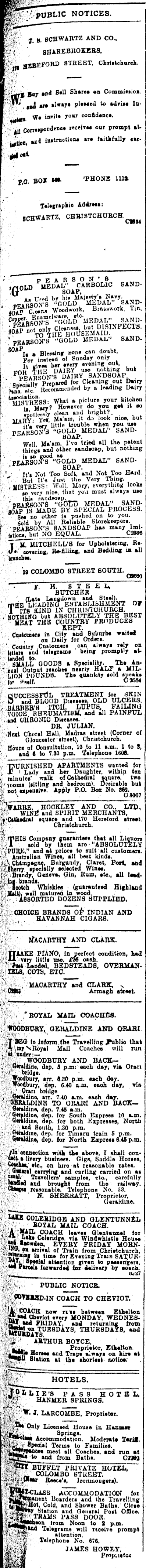 Papers Past | Newspapers | Press | 29 July 1907 | Page 11 Advertisements  Column 1