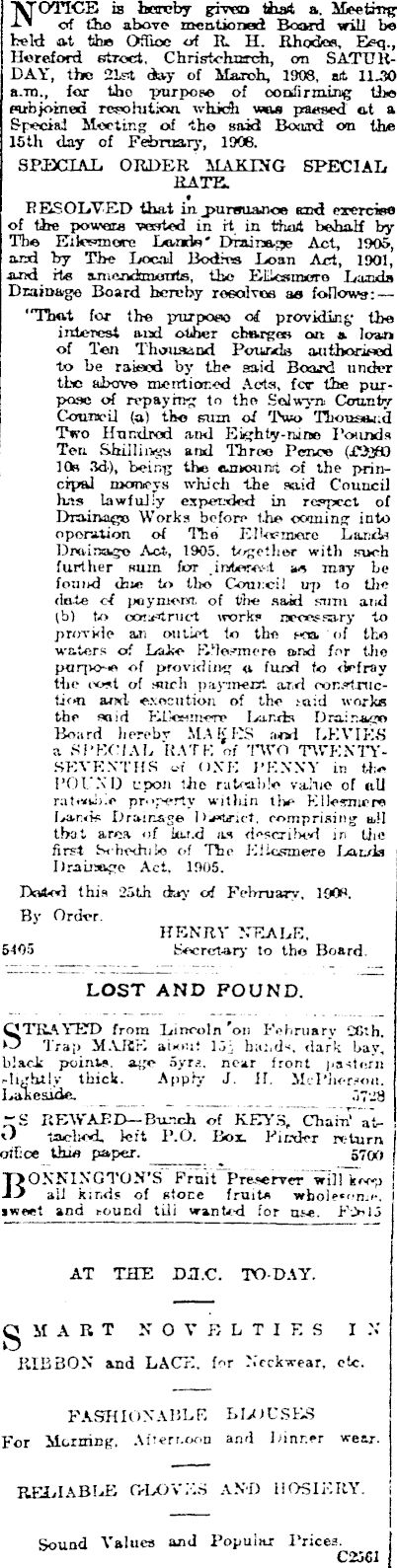 Papers Past Newspapers Press 3 March 1908 Page 1 Advertisements Column 7