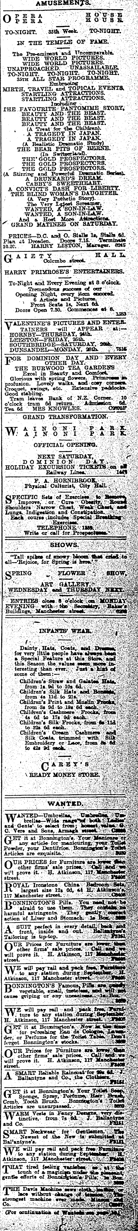 Papers Past Newspapers Press 24 September 1908 Page 1 Advertisements Column 8