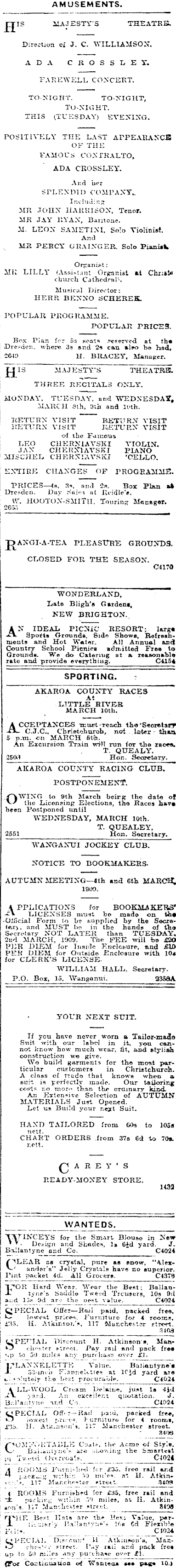 Papers Past Newspapers Press 2 March 1909 Page 1 Advertisements Column 7
