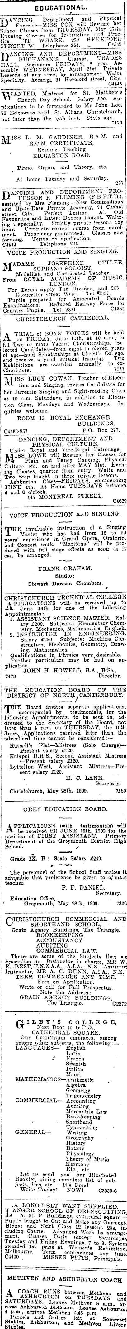 Papers Past Newspapers Press 5 June 1909 Page 13 Advertisements Column 5