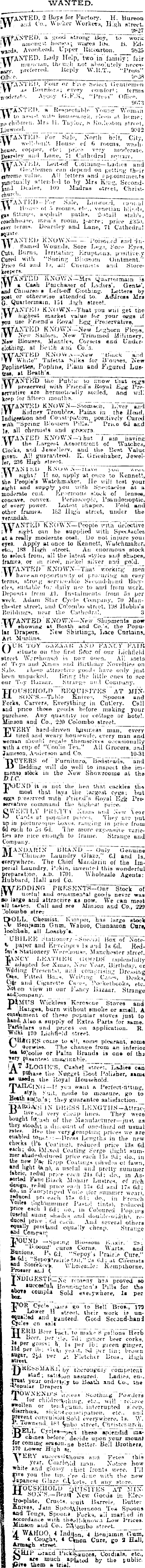 Papers Past Newspapers Press 6 December 1900 Page 3 Advertisements Column 1