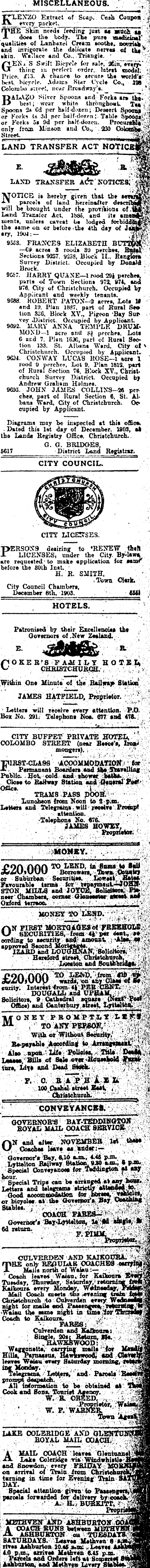 Papers Past Newspapers Press 9 December 1903 Page 10 Advertisements Column 7