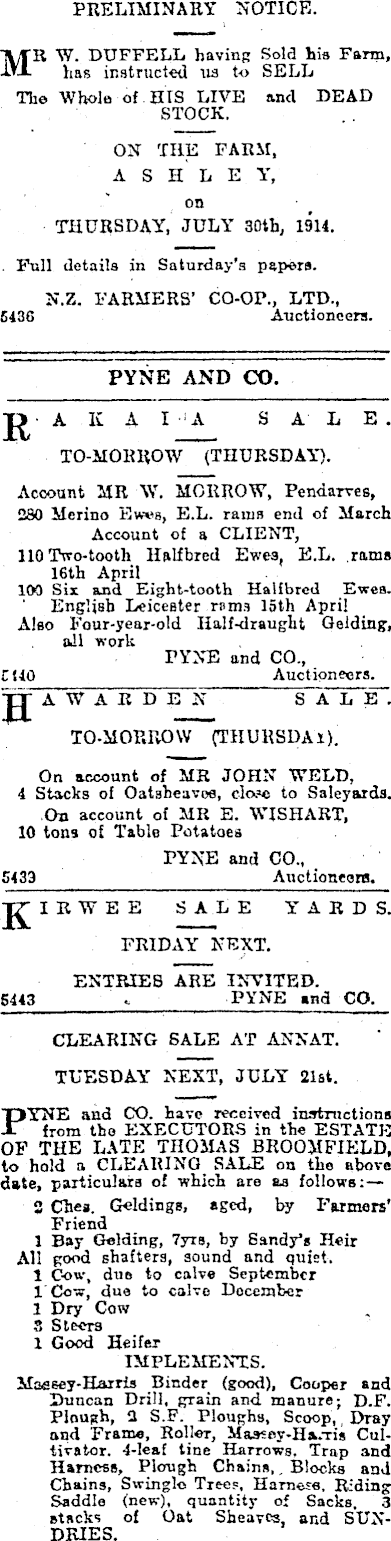 Papers Past Newspapers Press 15 July 1914 Page 16 Advertisements Column 2