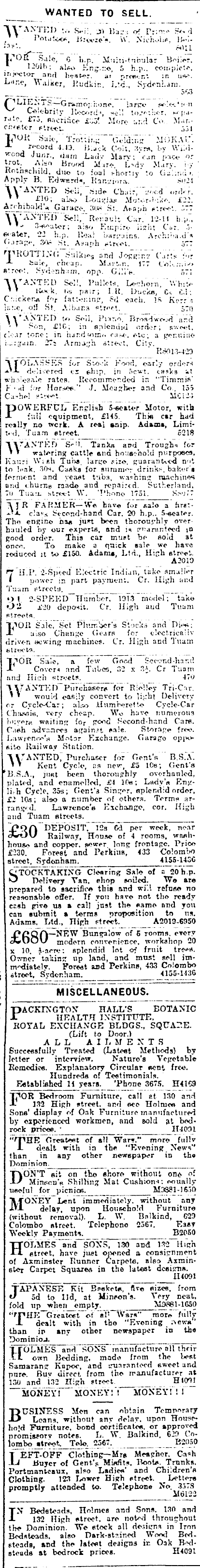 Papers Past Newspapers Press 9 November 1915 Page 11 Advertisements Column 2