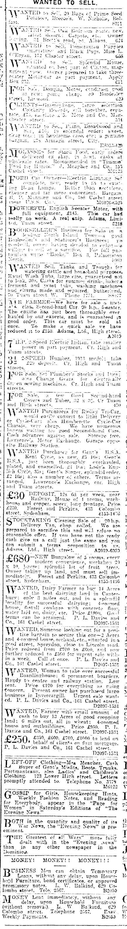 Papers Past Newspapers Press 10 November 1915 Page 9 Advertisements Column 4