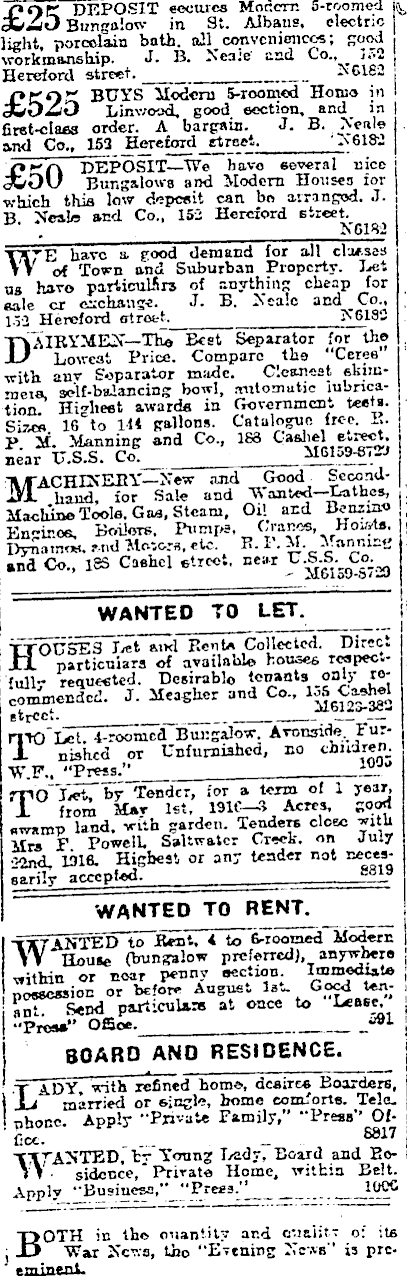 Papers Past Newspapers Press 19 July 1916 Page 9 Advertisements Column 4