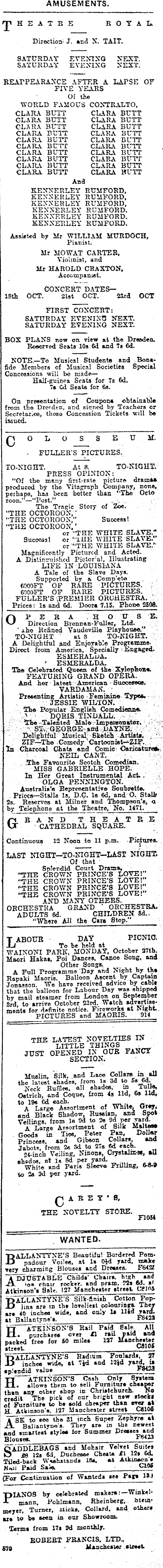 Papers Past Newspapers Press 15 October 1913 Page 1 Advertisements Column 7
