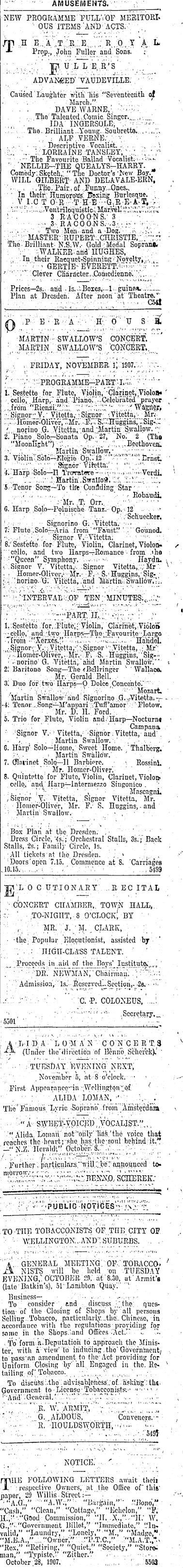 Papers Past Newspapers Dominion 29 October 1907 Page 1 Advertisements Column 7