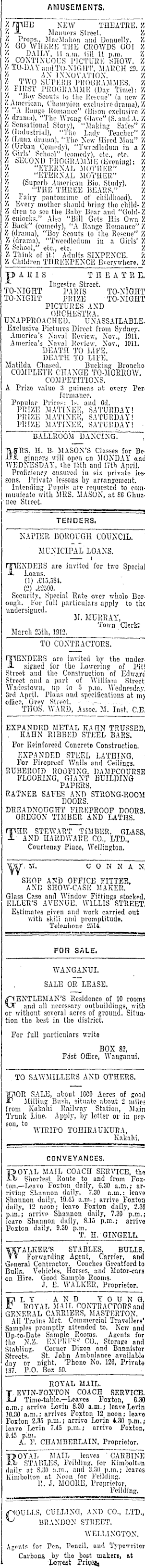 Papers Past Newspapers Dominion 29 March 1912 Page 1 Advertisements Column 6