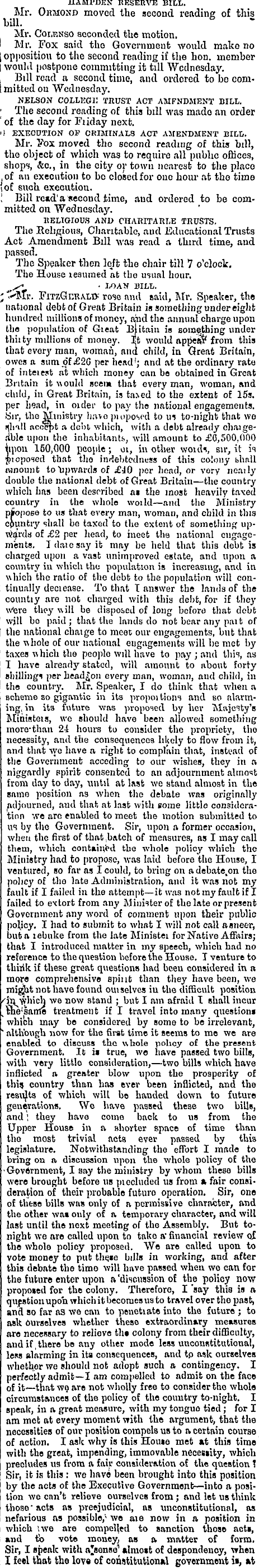 Papers Past | Newspapers | Daily Southern Cross | 19 November 1863 |  PARLIAMENT OF NEW ZEALAND. HOUSE OF...