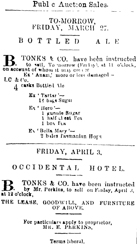 Papers Past Newspapers Daily Southern Cross 26 March 1874 Page 4 Advertisements Column 1