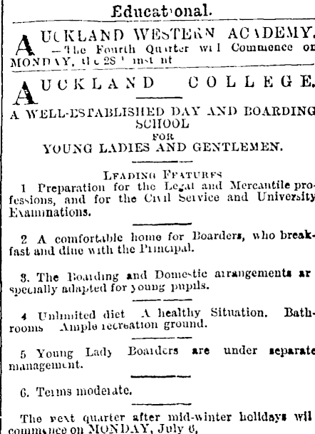 Papers Past Newspapers Daily Southern Cross 23 September 1874 Page 1 Advertisements Column 7