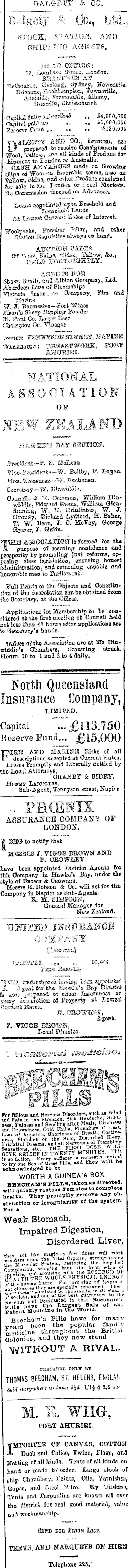 Papers Past Newspapers Daily Telegraph 12 April 19 Page 1 Advertisements Column 5