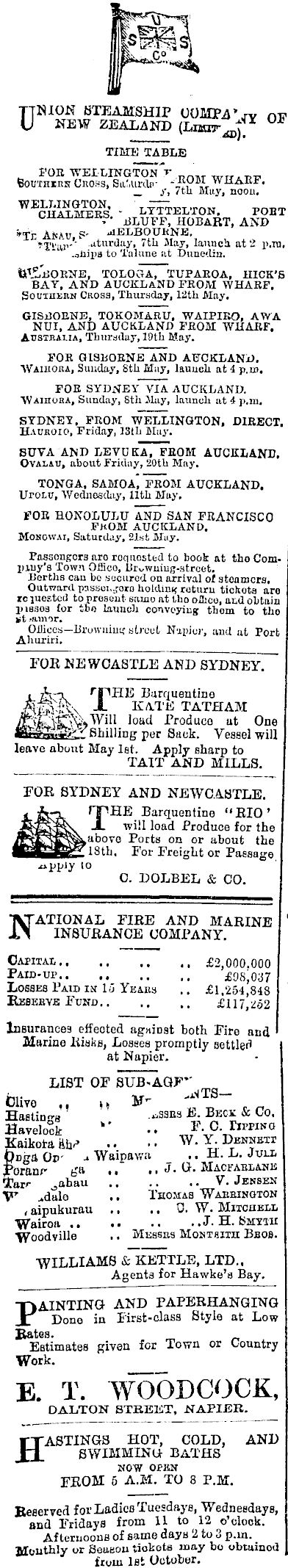 Papers Past Newspapers Daily Telegraph 6 May 12 Page 2 Advertisements Column 1