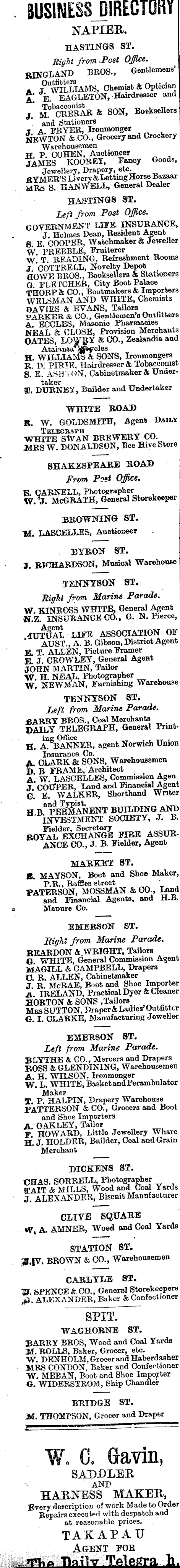 Papers Past Newspapers Daily Telegraph 9 October 1900 Page 2 Advertisements Column 1