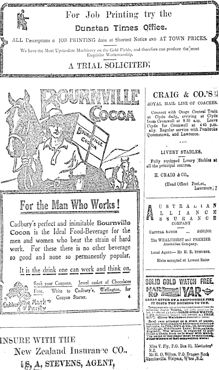 Papers Past Newspapers Dunstan Times 21 September 1914 Page 6 Advertisements Column 4