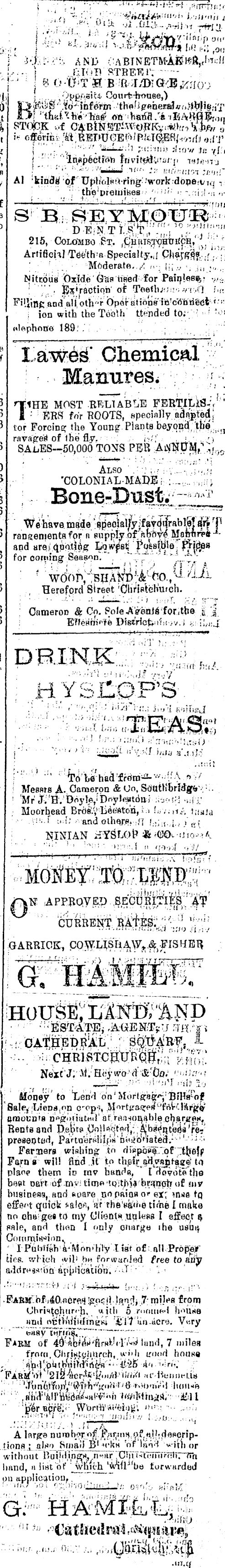 Papers Past Newspapers Ellesmere Guardian 2 April 1892 Page 1 Advertisements Column 7