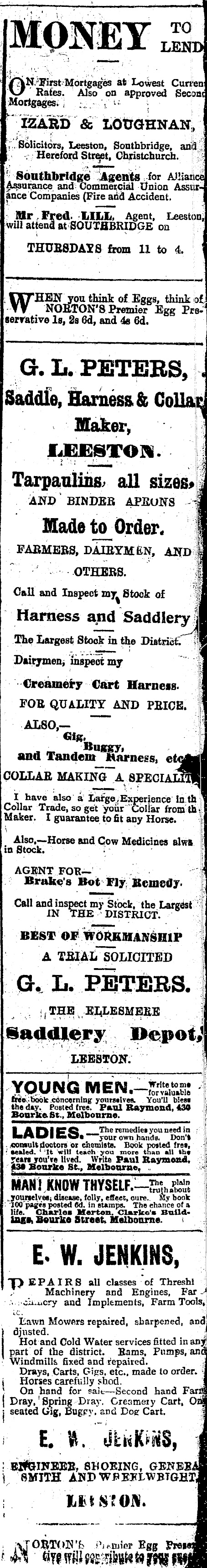 Papers Past Newspapers Ellesmere Guardian 20 December 1905 Page 1 Advertisements Column 5