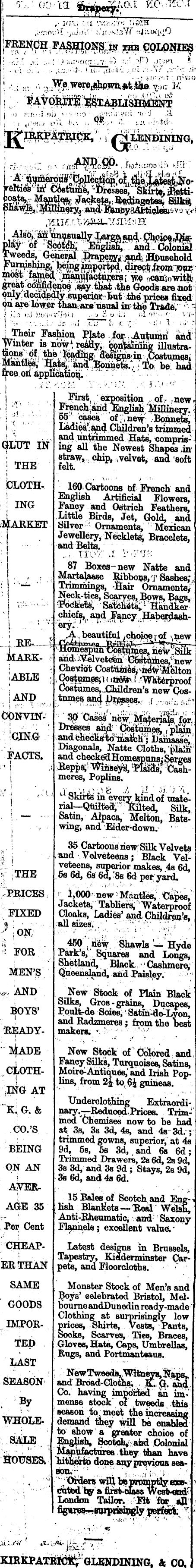 Papers Past Newspapers Evening Star 6 April 1876 Page 1 Advertisements Column 5