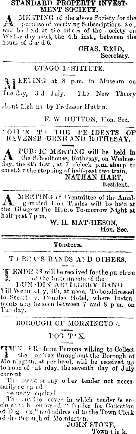 Papers Past Newspapers Evening Star 3 July 1877 Page 3 Advertisements Column 3