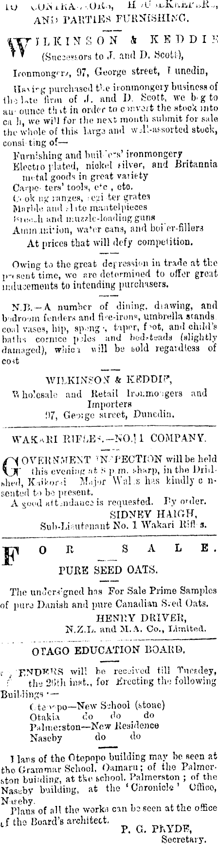Papers Past Newspapers Evening Star 14 August 1879 Page 3 Advertisements Column 2