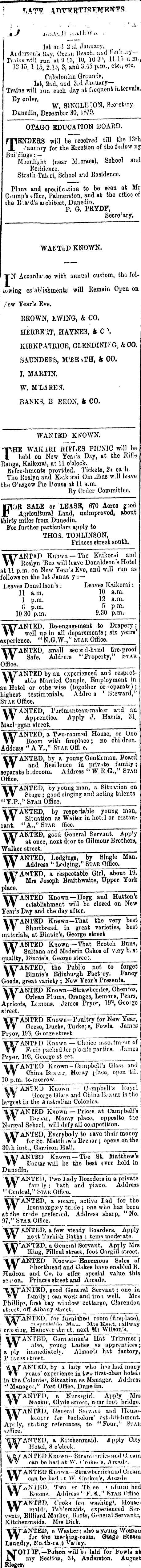 Papers Past Newspapers Evening Star 30 December 1879 Page 3 Advertisements Column 2