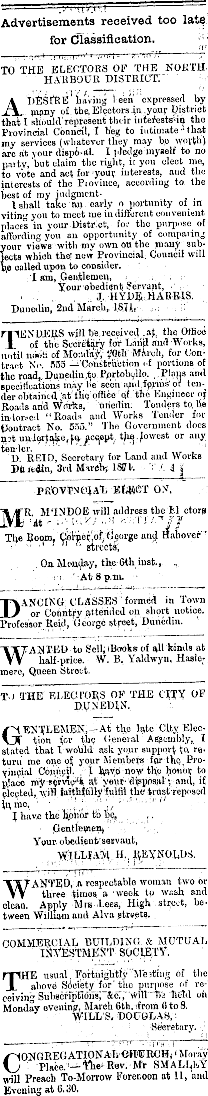 Papers Past Newspapers Evening Star 4 March 1871 Page 3 Advertisements Column 1