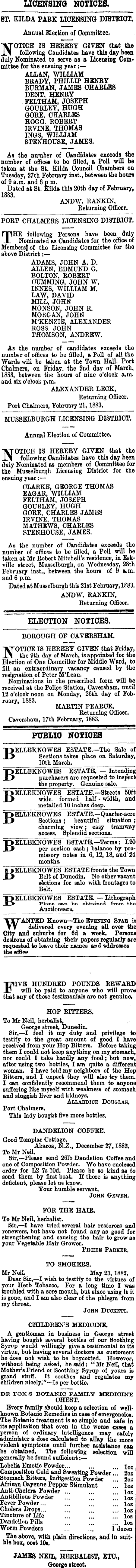 Papers Past Newspapers Evening Star 24 February 18 Page 4 Advertisements Column 3