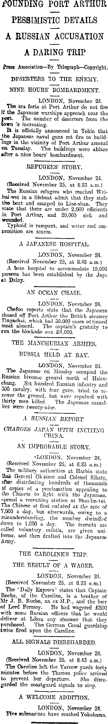 Papers Past Newspapers Evening Star 25 November 1904 The War In The Far East