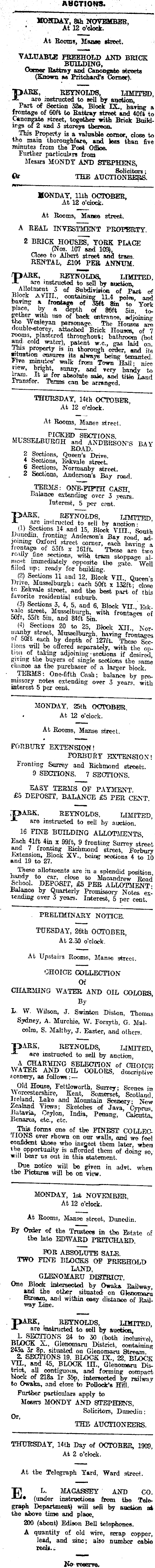 Papers Past Newspapers Evening Star 9 October 1909 Page 8 Advertisements Column 1