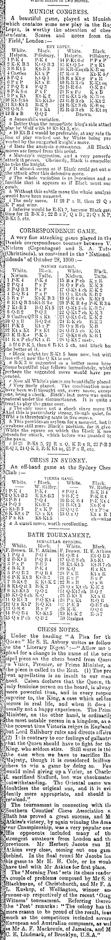 Papers Past Newspapers Evening Star 2 February 1901 Over The Chess Board