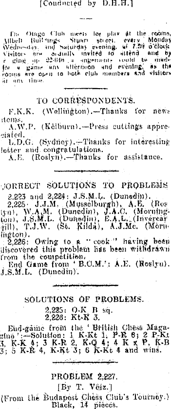 Papers Past Newspapers Evening Star 28 July 1934 Chess