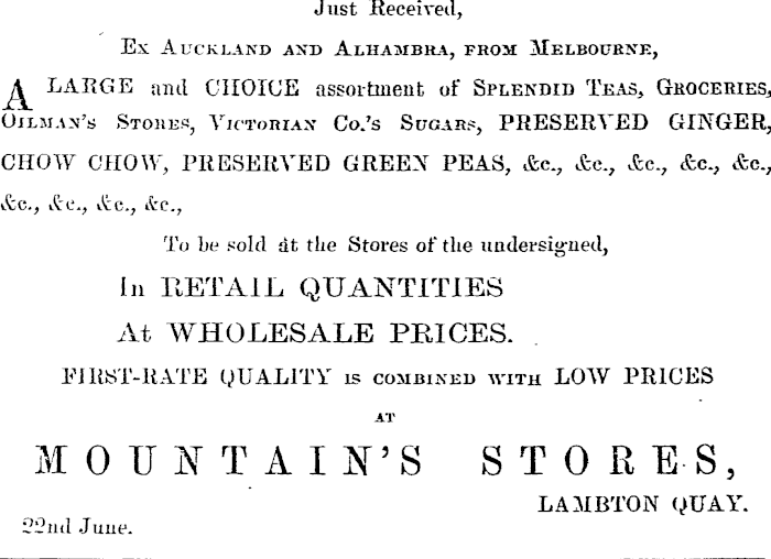 Papers Past Newspapers Evening Post 14 July 1868 Page 1 Advertisements Column 4