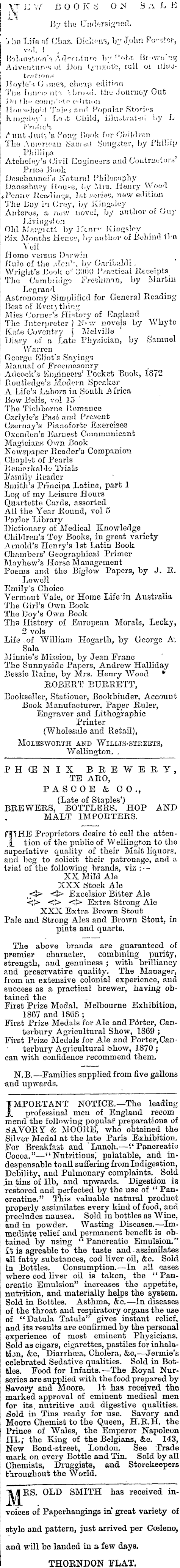 Papers Past Newspapers Evening Post 26 June 1872 Page 4 Advertisements Column 2