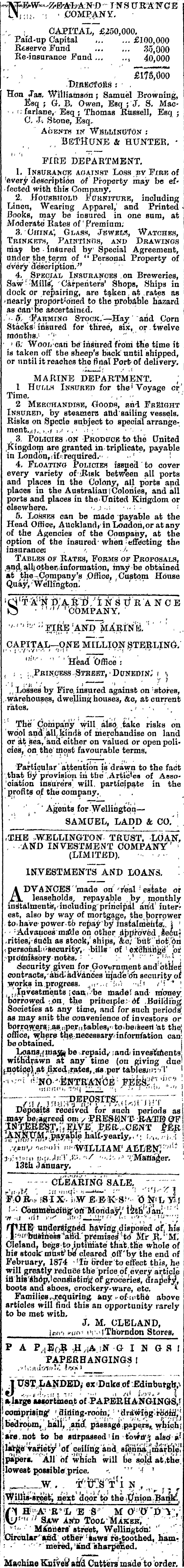 Papers Past Newspapers Evening Post 17 February 1874 Page 4 Advertisements Column 2