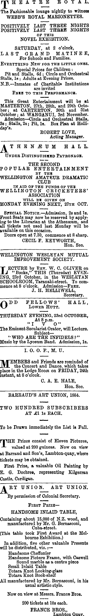 Papers Past Newspapers Evening Post 23 October 14 Page 3 Advertisements Column 2