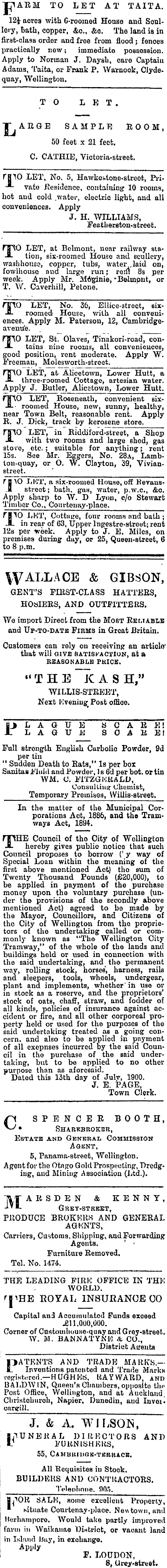 Papers Past Newspapers Evening Post 13 July 1900 Page 1 Advertisements Column 4