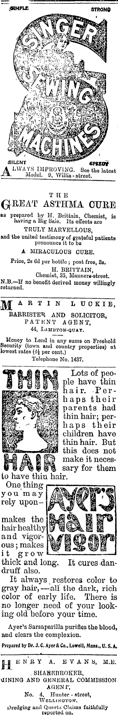 Papers Past Newspapers Evening Post 23 January 1901 Page 2 Advertisements Column 1