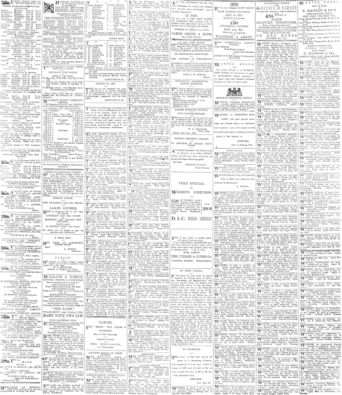 Papers Past Newspapers Evening Post 14 June 1902 Page 1 Advertisements Column 1